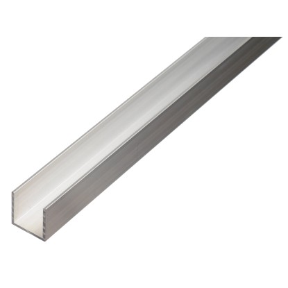 Tenkostěnný profil tvar U přírodní 20 mm x 20 mm x 1000 mm