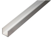 Tenkostěnný profil tvar U přírodní 20 mm x 20 mm x 1000 mm