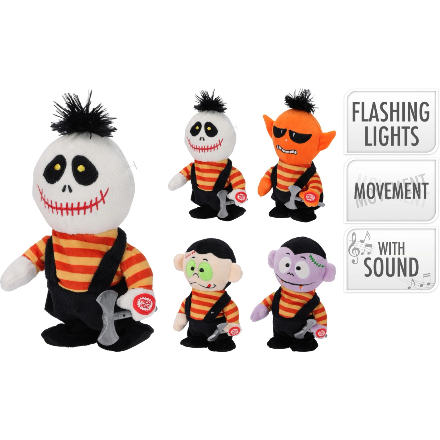 Koopman Halloweenská figurka hýbající se a vydávající zvuky, různé druhy, 20 cm