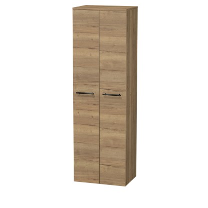 INTEDOOR Vysoká skříň BEE, úchyt černý, 2 dveře, š. 50 cm, dub Halifax