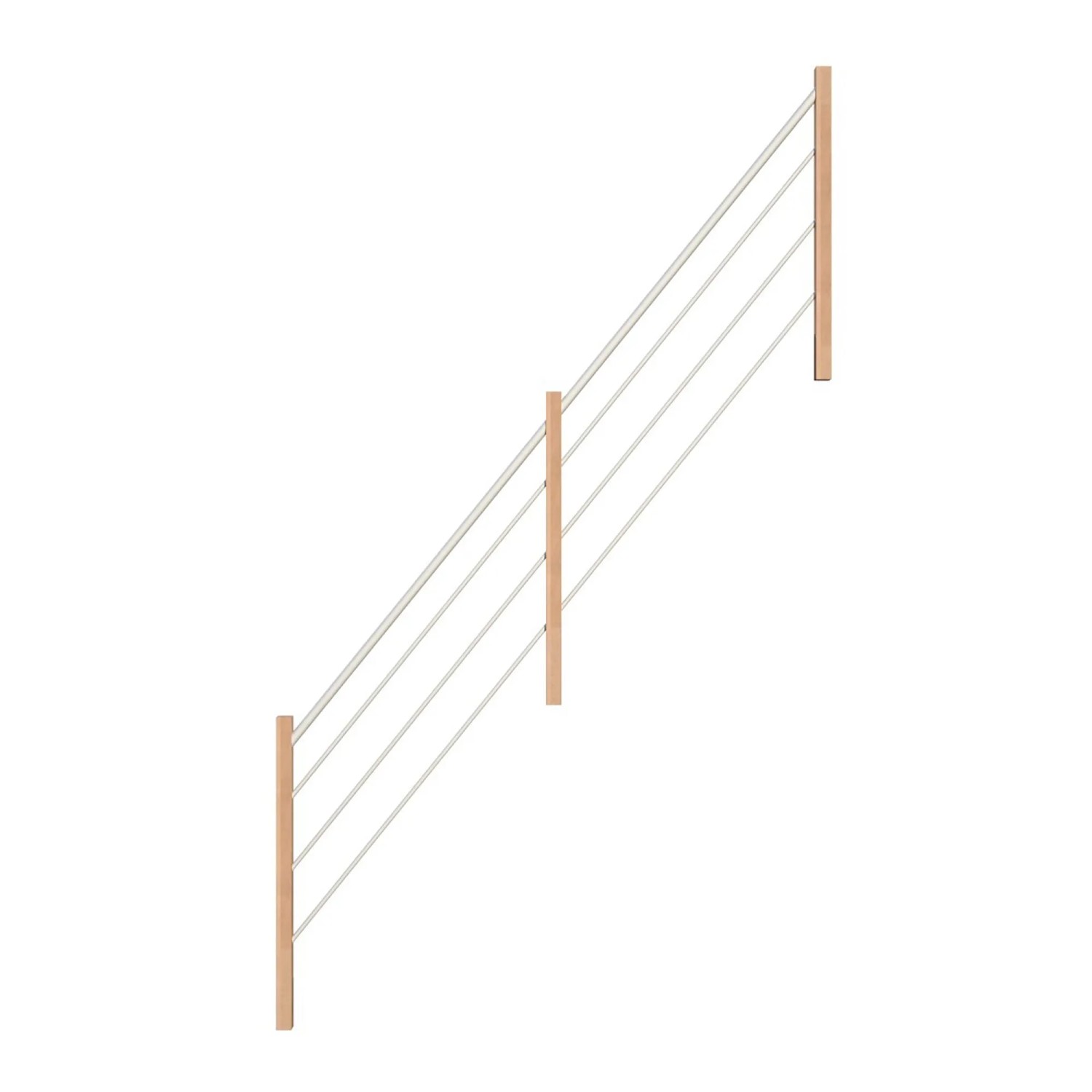 StarWood Nerezové a dřevěné zábradlí bílé/bukové pravé 365 cm
