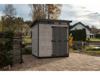 Upyard Dřevěný domek na nářadí Strongbox L vč. základů šedá 203 x 163 cm