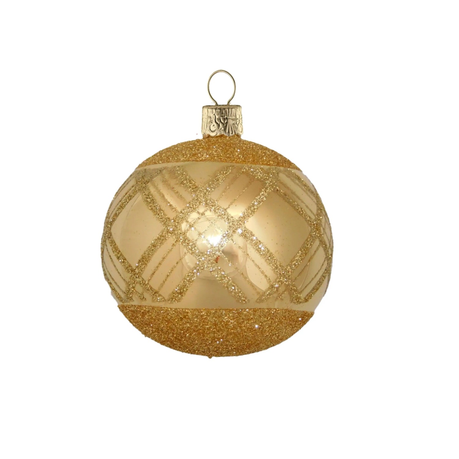 ORNEX Koule skleněná zlatá linky 70 mm