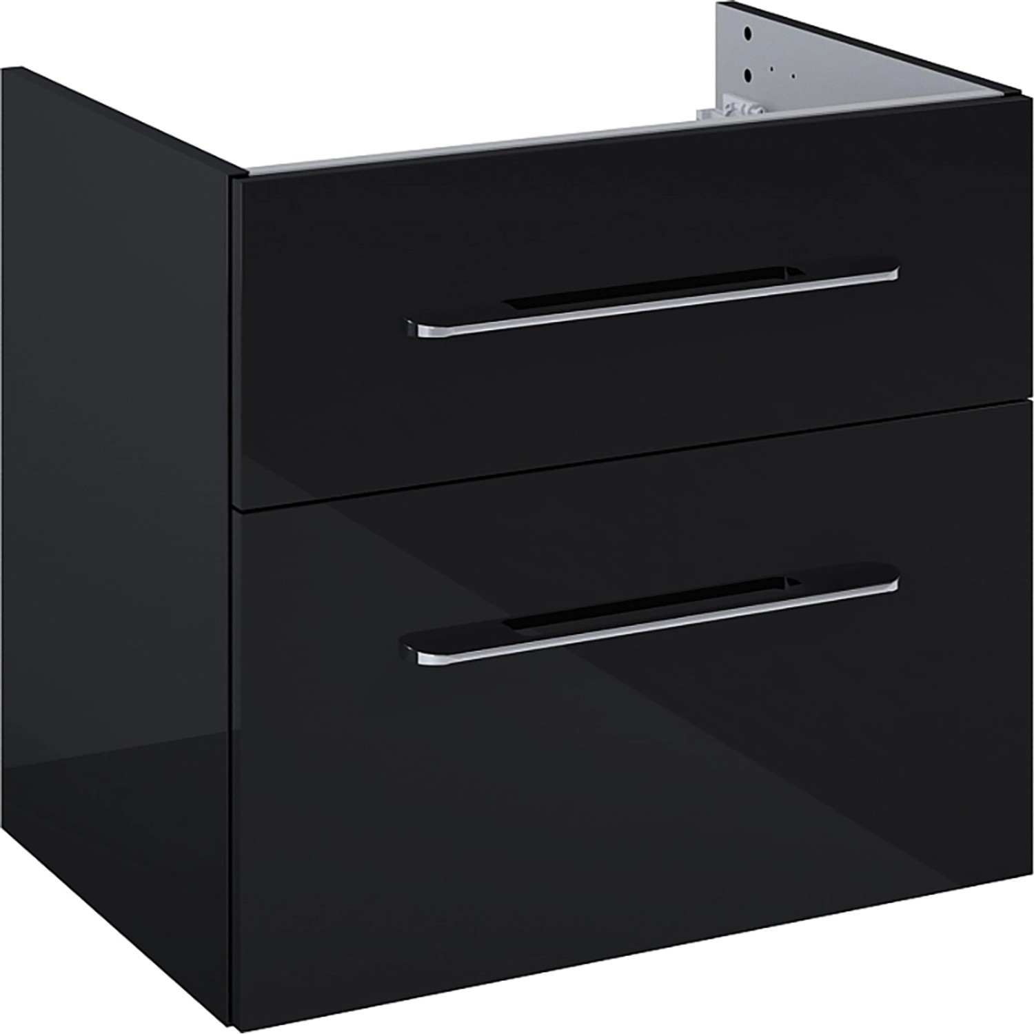 Maximus Skříňka pod umyvadlo Madrid, 2 zásuvky, černá + stříbrné úchytky, 60 cm