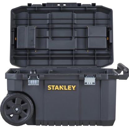 Stanley Essential Mobile Box na nářadí, 50L mobilní box s teleskopickou rukojetí a kolečky.