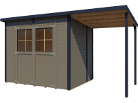 Bertilo Dřevěný domek na nářadí Einfach 3 Plus, béžová, 385 x 180 cm Bertilo Dřevěný domek na nářadí Einfach 3 Plus, béžová, 385 x 180 cm