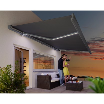 OBI Kazetová markýza LED Fabiona 400 cm x 250 cm antracitová plachta