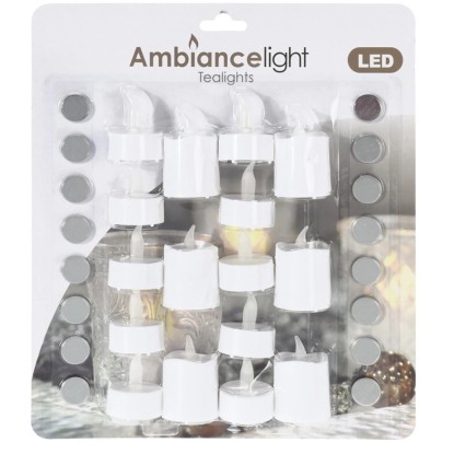 Koopman Sada bílých LED čajových svíček 16dílná