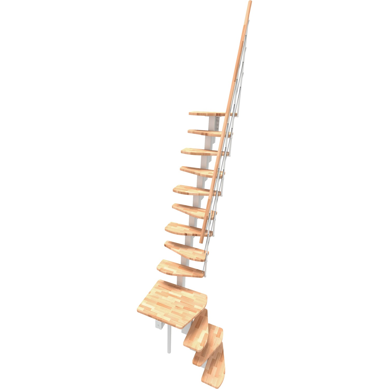 Minka STAIRS Lomené modulové schodiště Quatro Turn buk/bílá, 298 cm