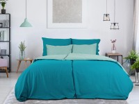 B.E.S. Oboustranné bavlněné povlečení tyrkysová/olivová 140 x 200/70 x 90 cm B.E.S. Oboustranné bavlněné povlečení tyrkysová/olivová 140 x 200/70 x 90 cm