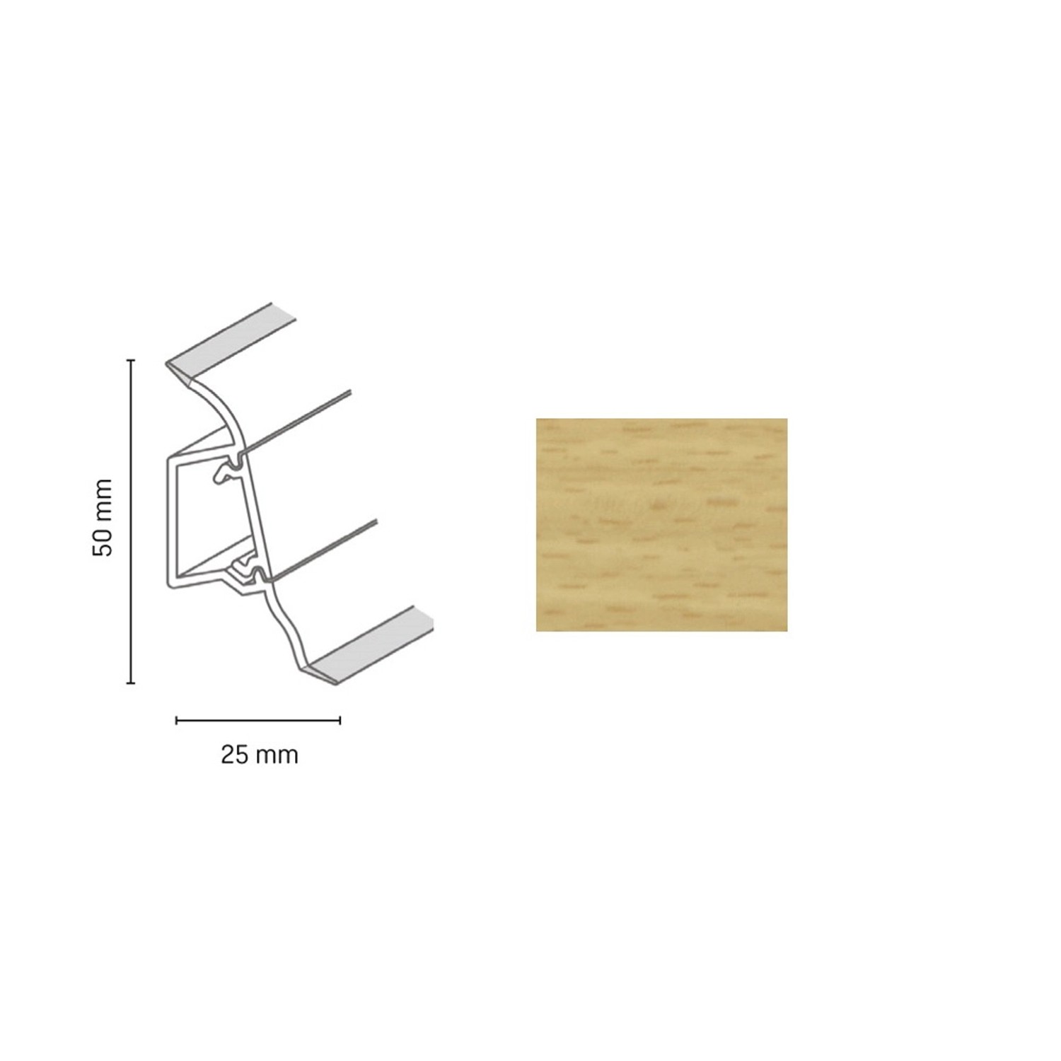 Döllken Profiles Lišta SLK 50 2088 buk amerang 50 x 25 x 2500 mm