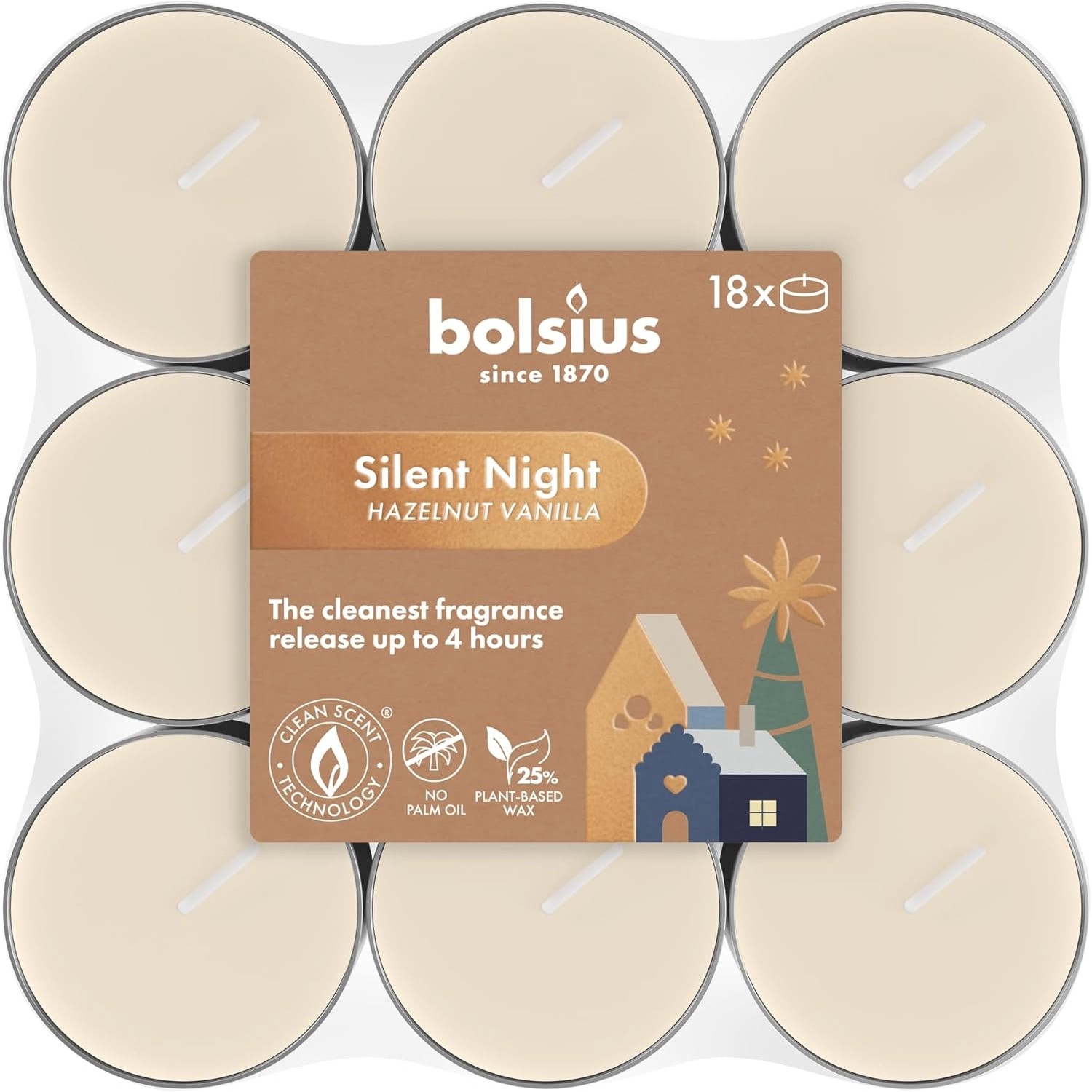 Bolsius Vonné čajové svíčky Silent Night 18 ks