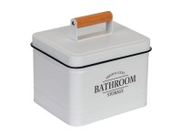 Wenko Kovový koupelnový box s víkem Pali, bílá, 18 x 16 x 15,5 cm