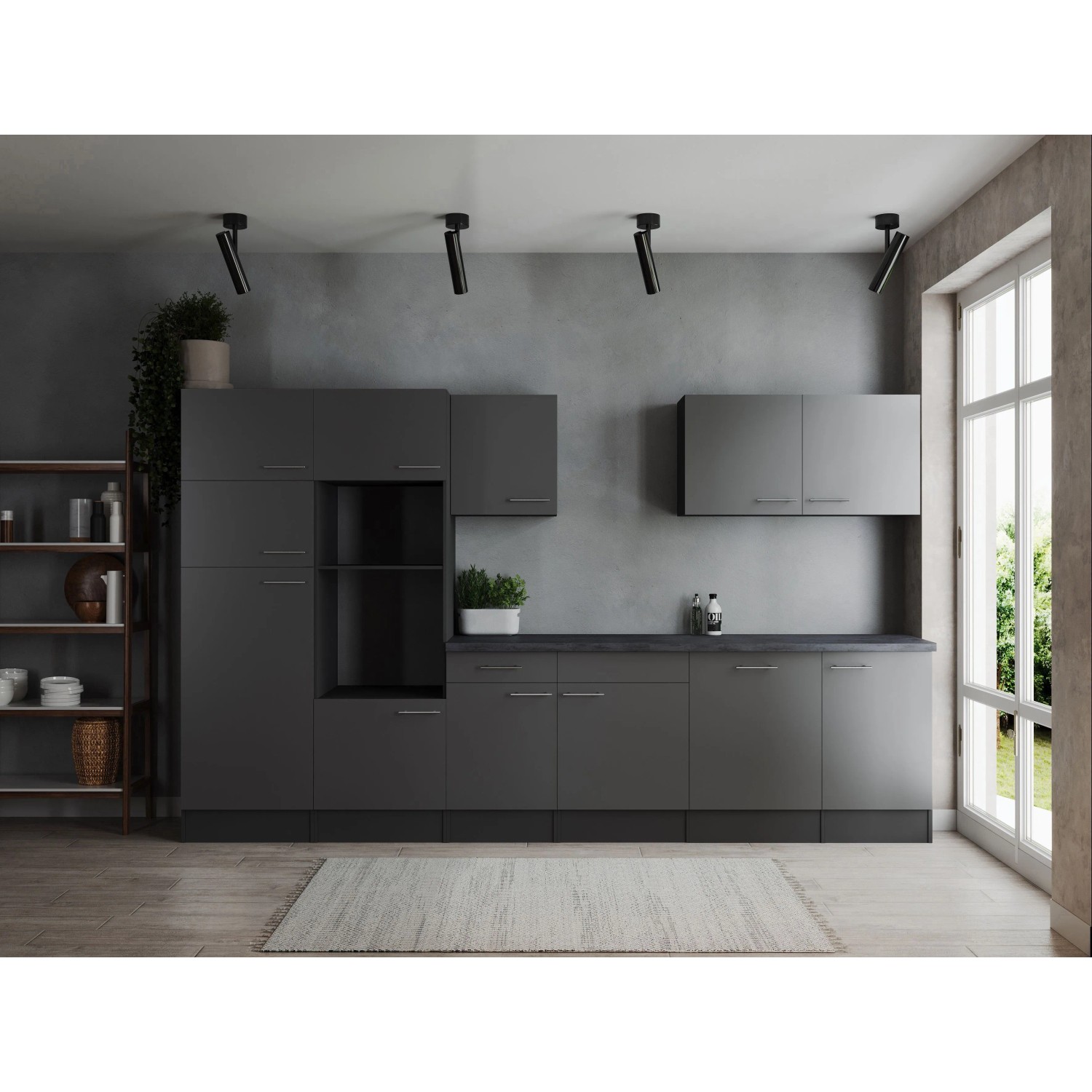 Respekta Kuchyně Oliver šedá/žula 340 cm - bez el. přístrojů