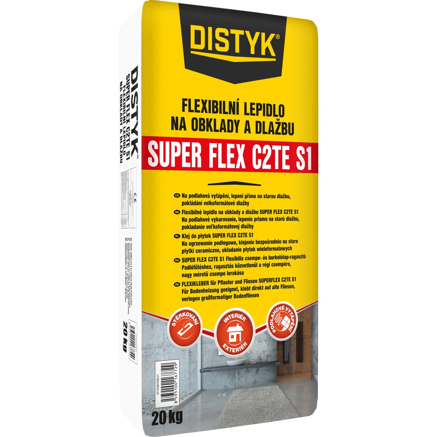 DISTYK Flexibilní lepidlo na obklady a dlažbu SUPER FLEX C2TES1 20 kg