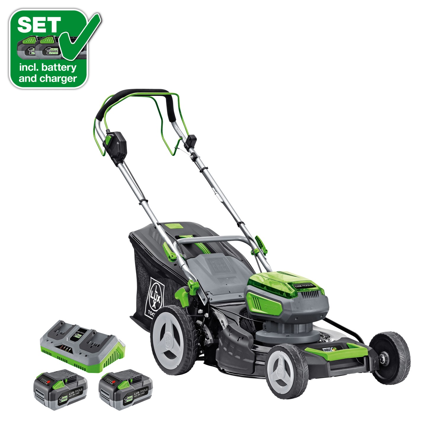 LUX-TOOLS 1 PowerSystem Aku sekačka na trávu A-RM-2x20/46 Set