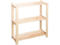 Dřevěný regál do komory a garáže, 3 police, přírodní borovice, 80 x 30 x 90 cm