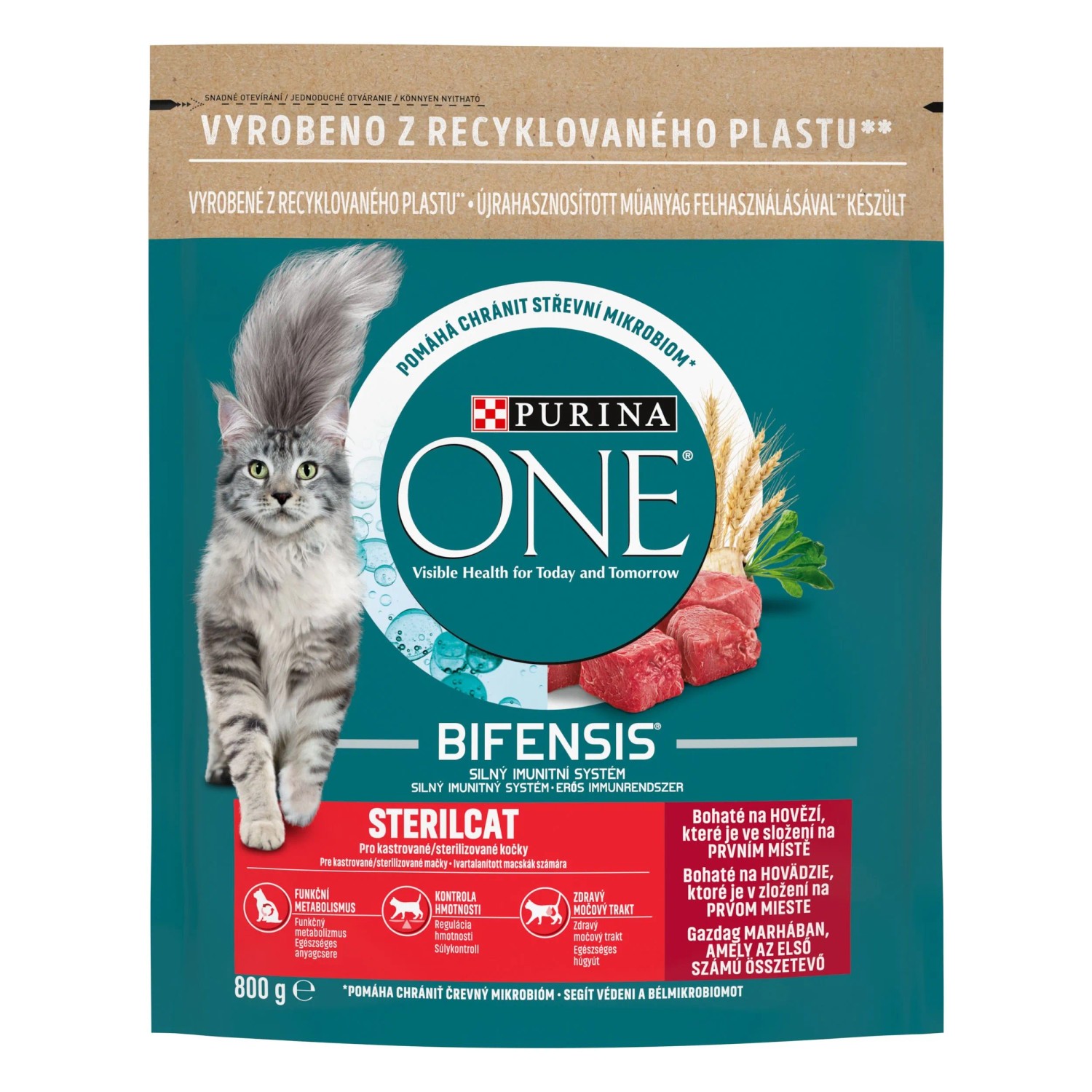 PURINA ONE Bifensis Sterilcat Granule pro kočky hovězí 800 g