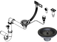 Miló Sifon pro 1dřezy, automatický, černý matný, pr. 114 mm