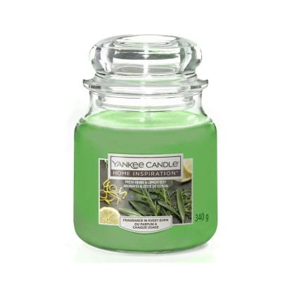 Yankee Candle Home Inspiration Svíčka, sklo, Fresh Herb&Lemon Zest, 13 x 9,5 cm