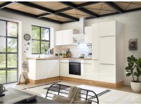 Respekta Kuchyně Marleen L bílá/bílá 310 cm-trouba+skl.d./digestoř/myčka/lednice