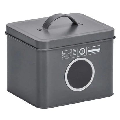 Zeller Present Kovová dóza na prací tablety, antracitová, 18 x 15,5 x 14-17 cm