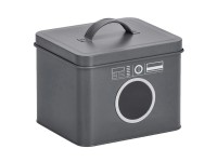 Zeller Present Kovová dóza na prací tablety, antracitová, 18 x 15,5 x 14-17 cm