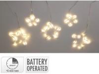 Světelný závěs na baterie s hvězdami 45 LED teplá bílá, průhledný kabel, 1,2 m