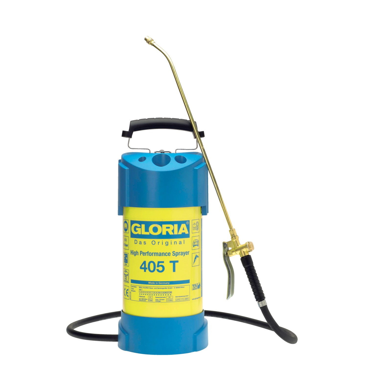 Gloria Výkonný tlakový postřikovač 405 T, ocel/plast, 6 bar, 5 l