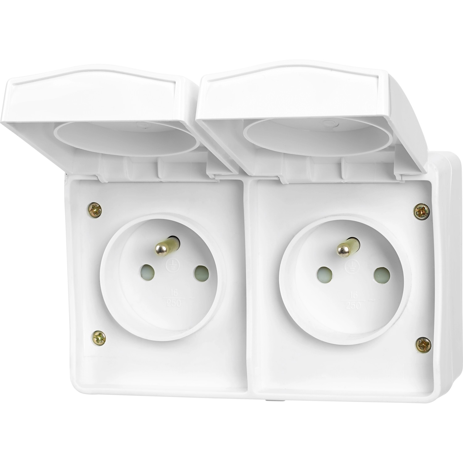 Zásuvka se středovým ochranným kontaktem dvojitá bílá