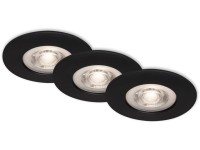 BRILO Vestavné LED svítidlo Kulana, 3 ks, stmívat., matné černé, pr. 9 x 2,5 cm BRILO Vestavné LED svítidlo Kulana, 3 ks, stmívat., matné černé, pr. 9 x 2,5 cm