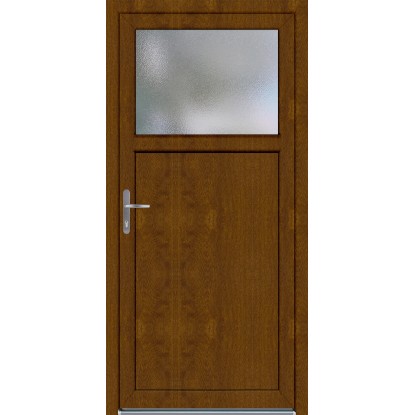Plastové vedlejší vchodové dveře Golden Oak se skleněnou vložkou, levé.