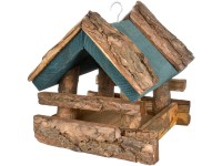 Ptačí budka se střechou z kůry, tmavě zelená Ptačí budka se střechou z kůry, tmavě zelená