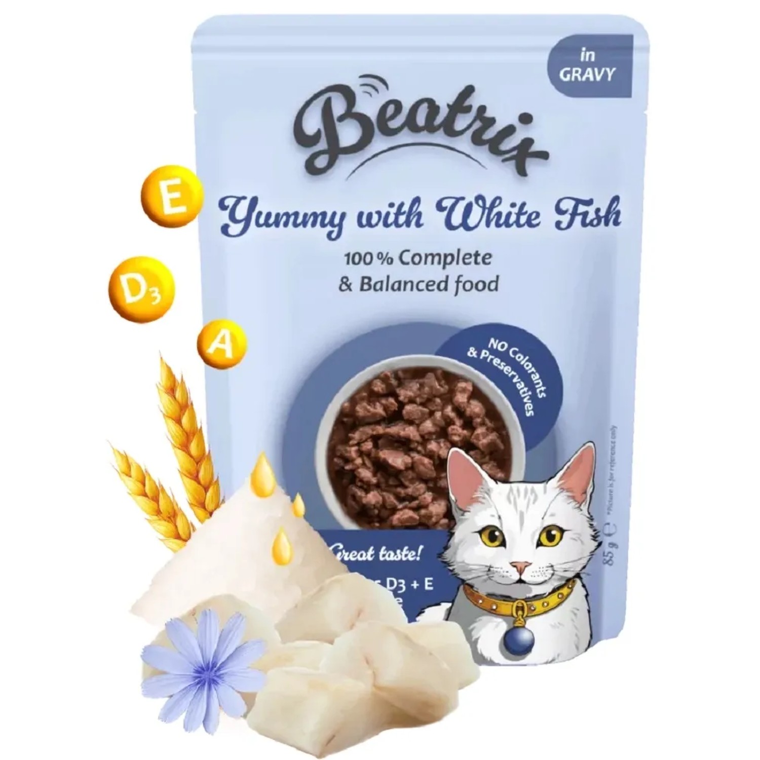 Kapsička Beatrix Adult s bílou rybou 85g