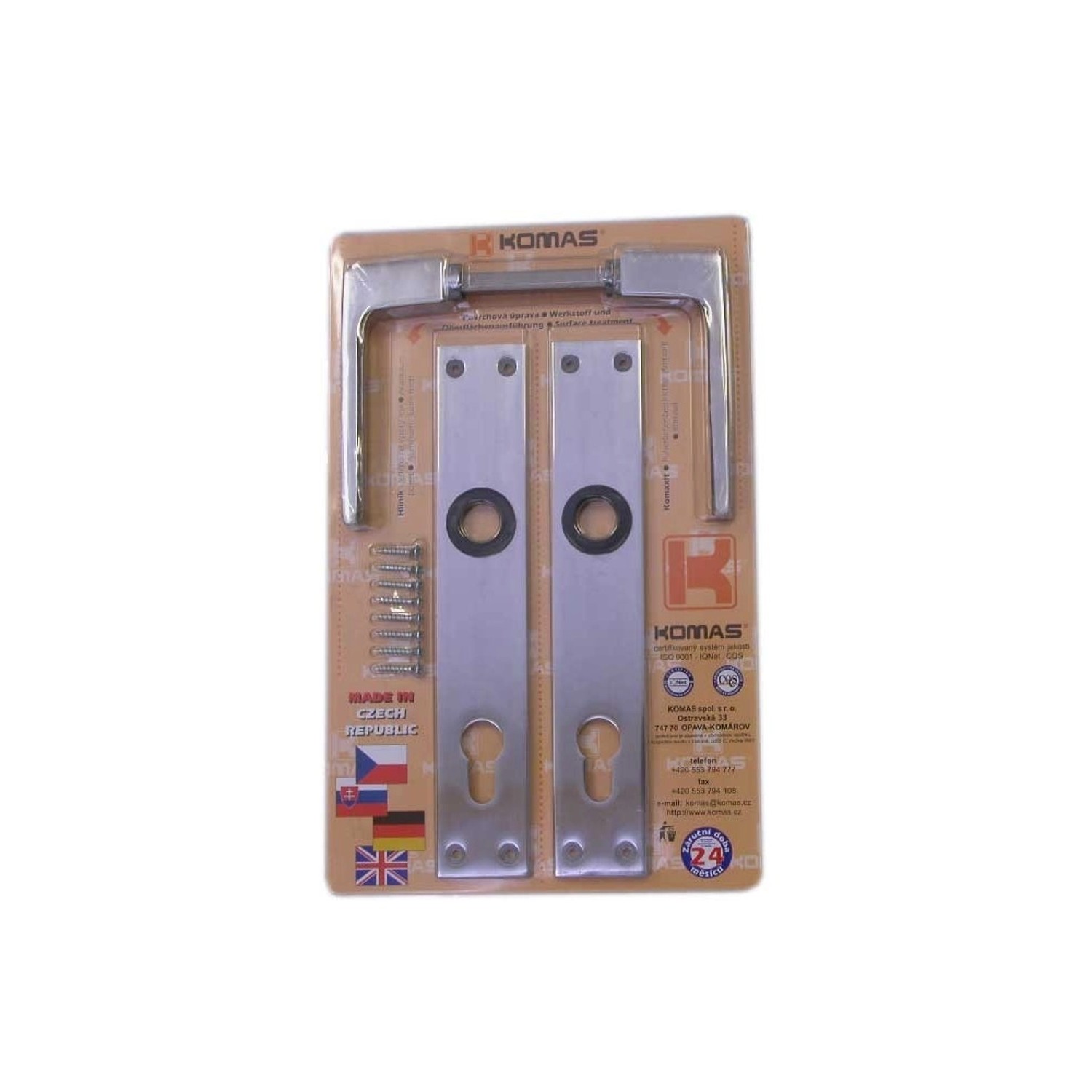 Komas Dveřní kování Al 26102, klika-klika, hliník, PZ/90