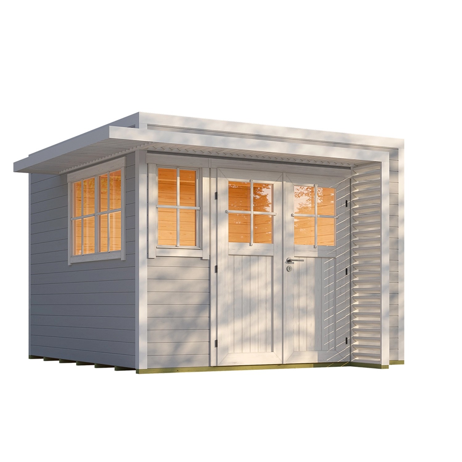 Weka Dřevěný zahradní domek Amberley 28mm V4, šedá-bílá, 300 x 300 cm