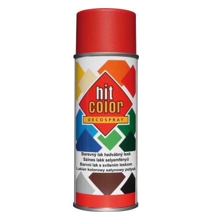 hitcolor Dekorativní lak ve spreji hedvábný lesk RAL 3000 ohnivě červený 400 ml