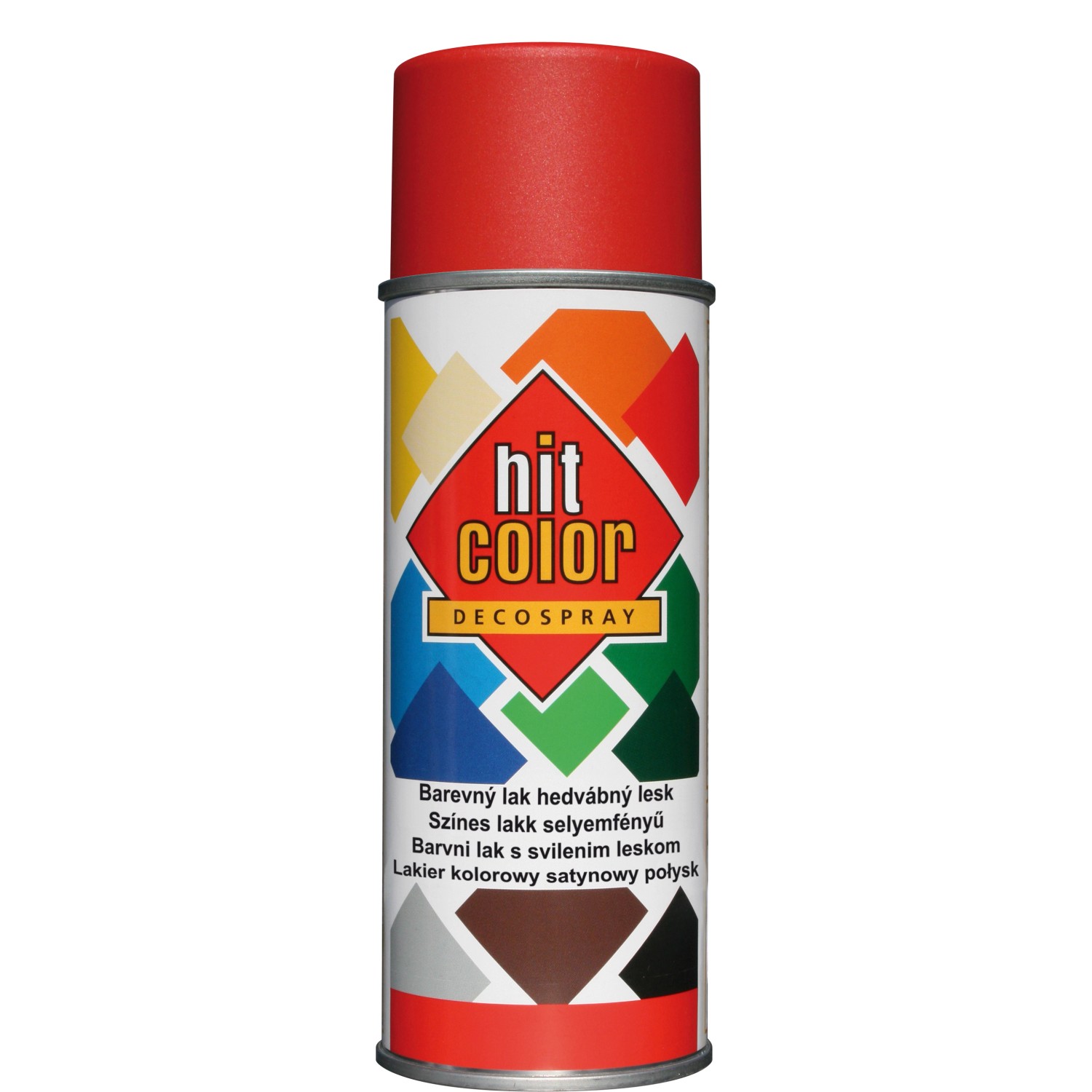 hitcolor Dekorativní lak ve spreji hedvábný lesk RAL 3000 ohnivě červený 400 ml