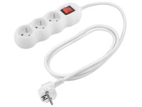 Prodlužovací kabel s vypínačem bílý, 3 zásuvky, max. 16 A/3500 W, 1,4 m, 2 ks