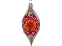 Ornex Vánoční ozdoba skleněná oliva s reflektorem stříbrná, 10 x 5 cm Ornex Vánoční ozdoba skleněná oliva s reflektorem stříbrná, 10 x 5 cm