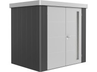 Biohort Plechový zahradní domek Neo1B 3.1 dvoukřídlé dveře tm. šedá 236 x 180 cm