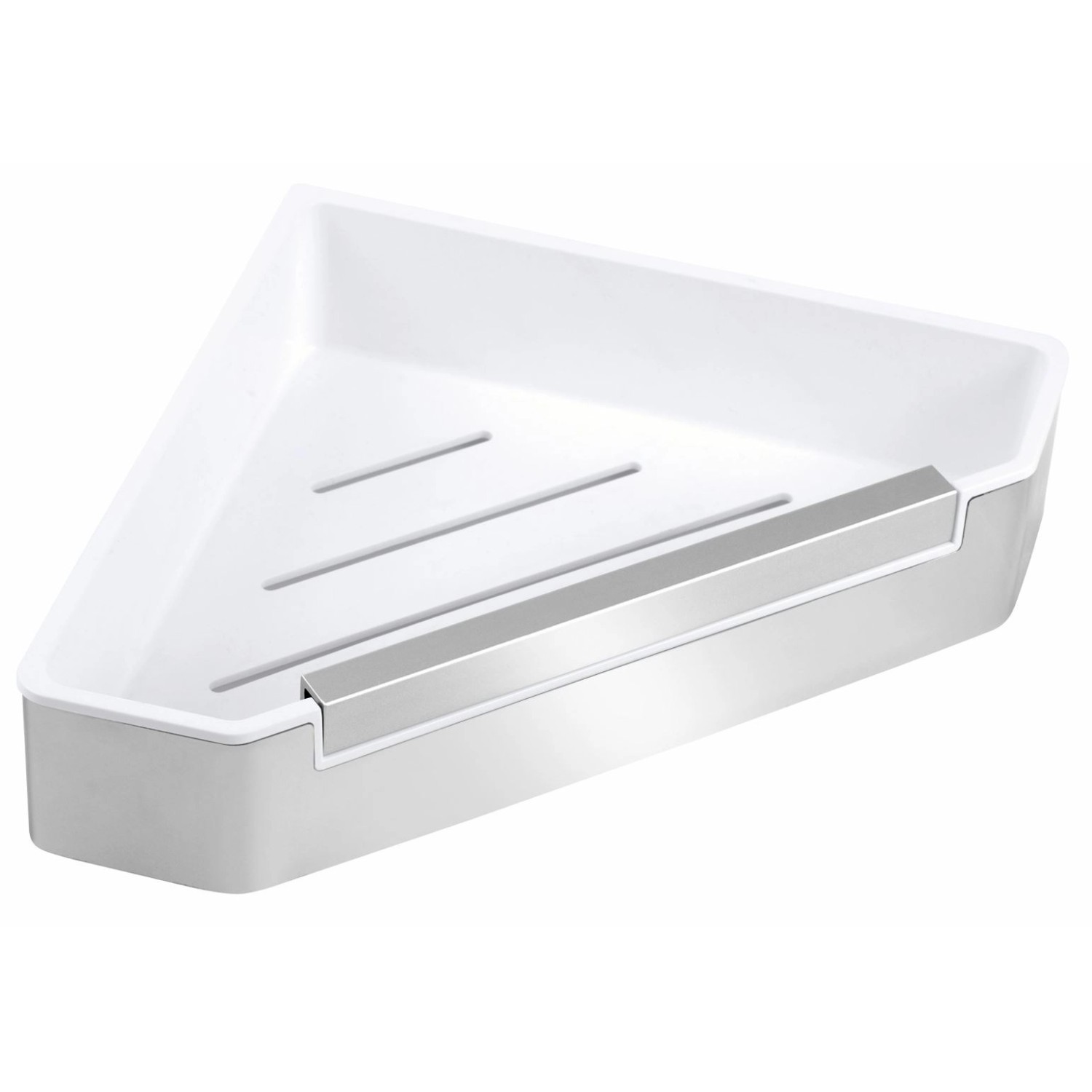 Novaservis Rohová sprchová polička Ferro Emotion se stěrkou, bílá/chrom