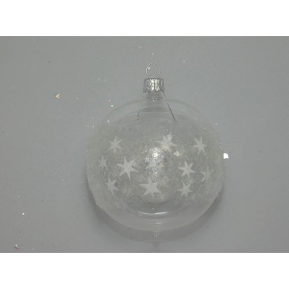 Ornex Skleněná vánoční ozdoba čirá s hvězdičkami pr. 8 cm