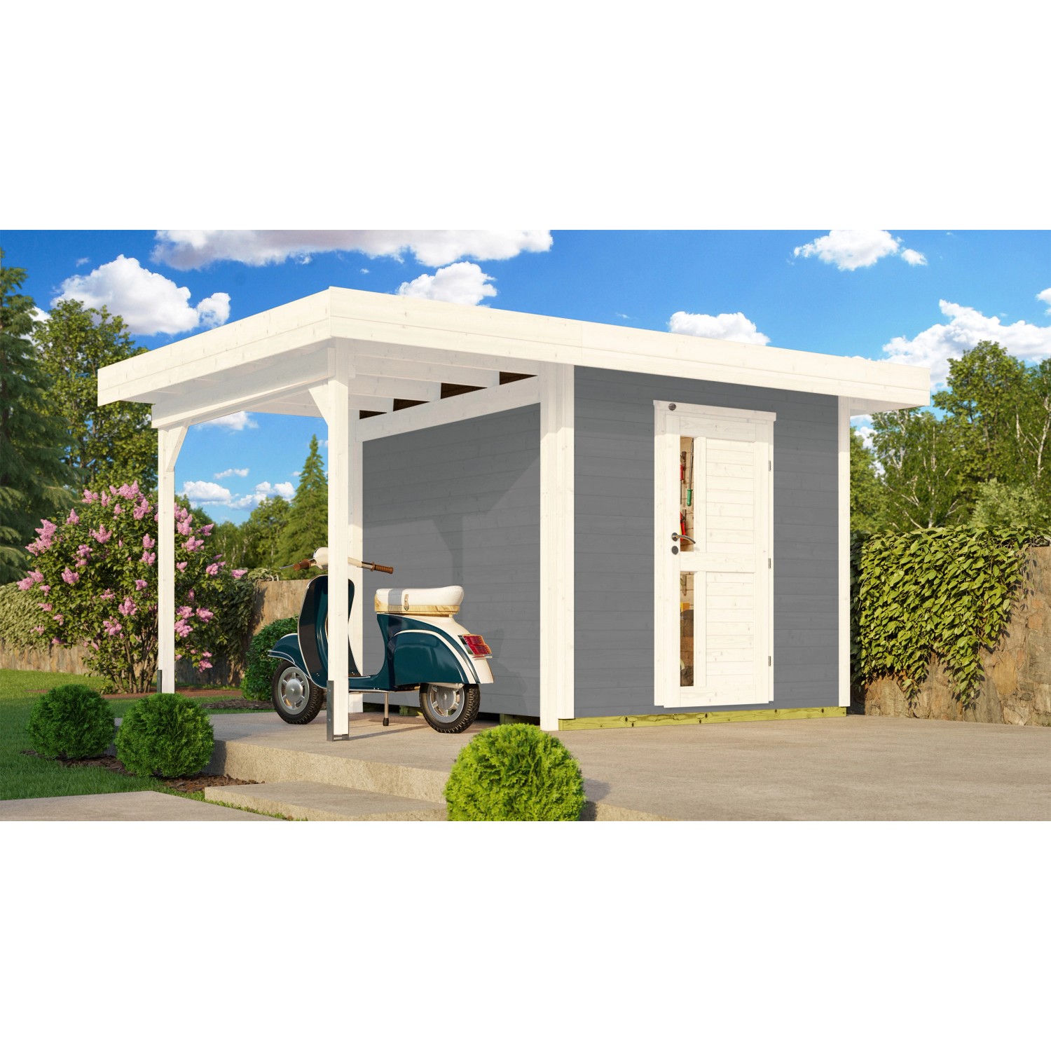 Weka Zahradní domek 172 A1 s přístavbou, šedá, 430 x 314 x 226 cm