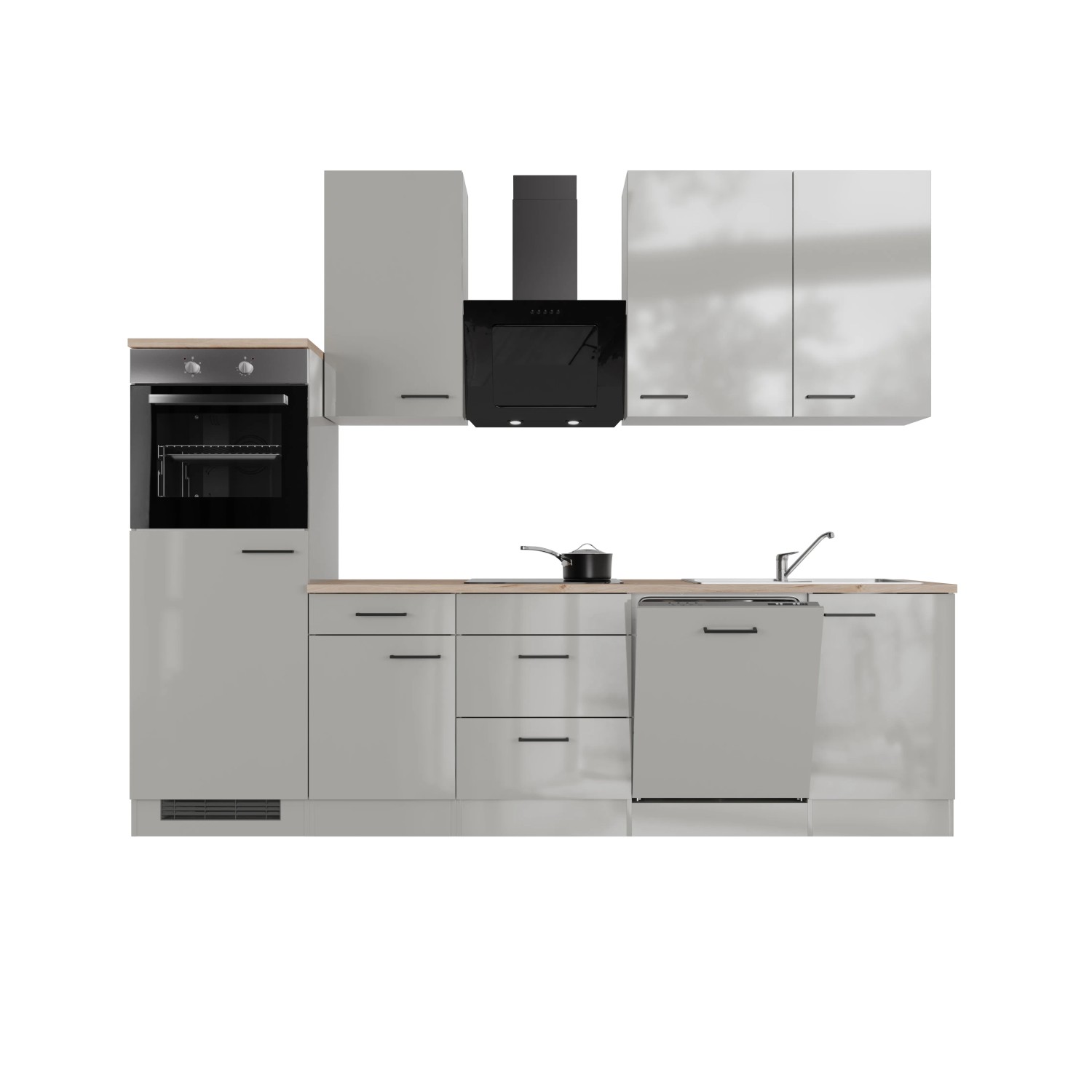 Flex-Well Kuchyně Lund 280 cm/typ 1 - lednice/varná deska/trouba/digestoř/myčka