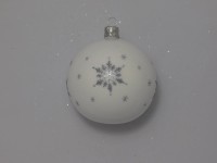 ORNEX Skleněná vánoční ozdoba bílá s vločkami pr. 8 cm
