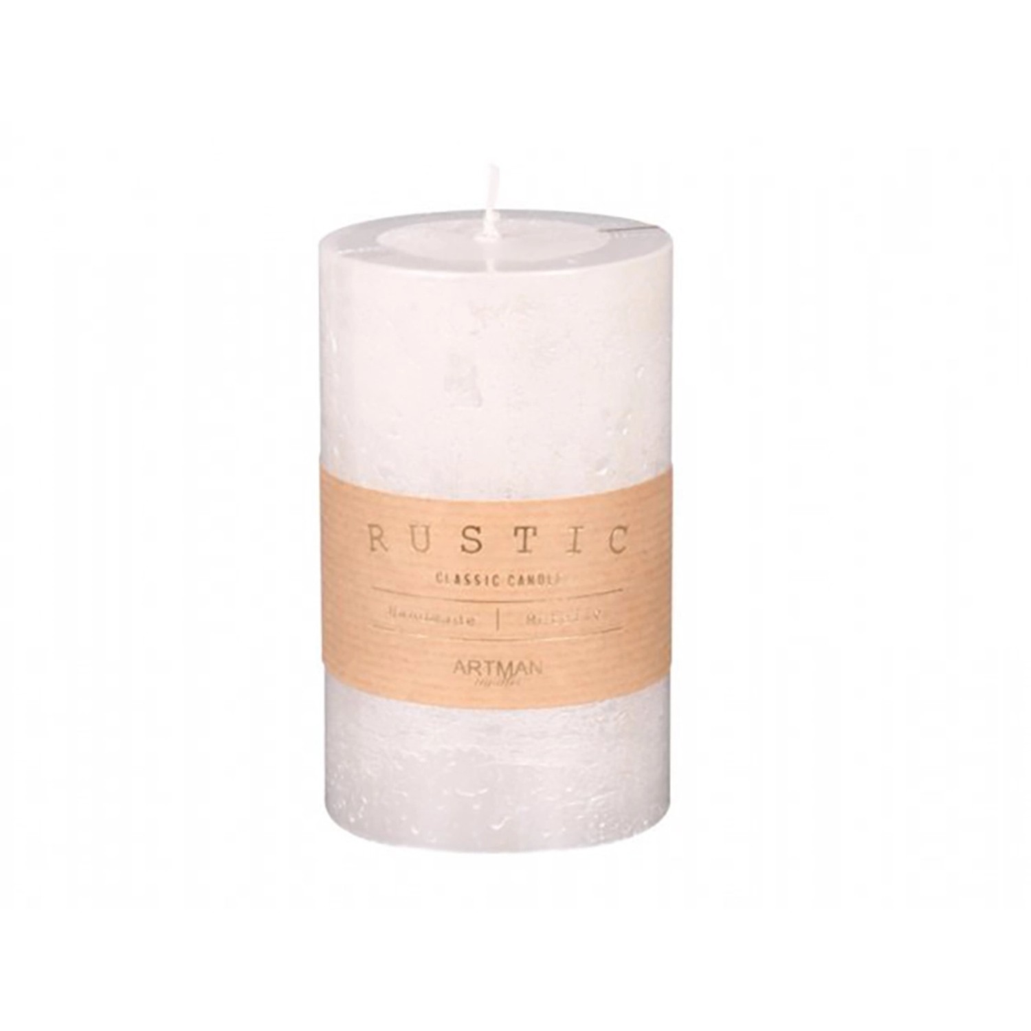 Svíčka válec rustikální, bílá, pr. 7 x 12 cm