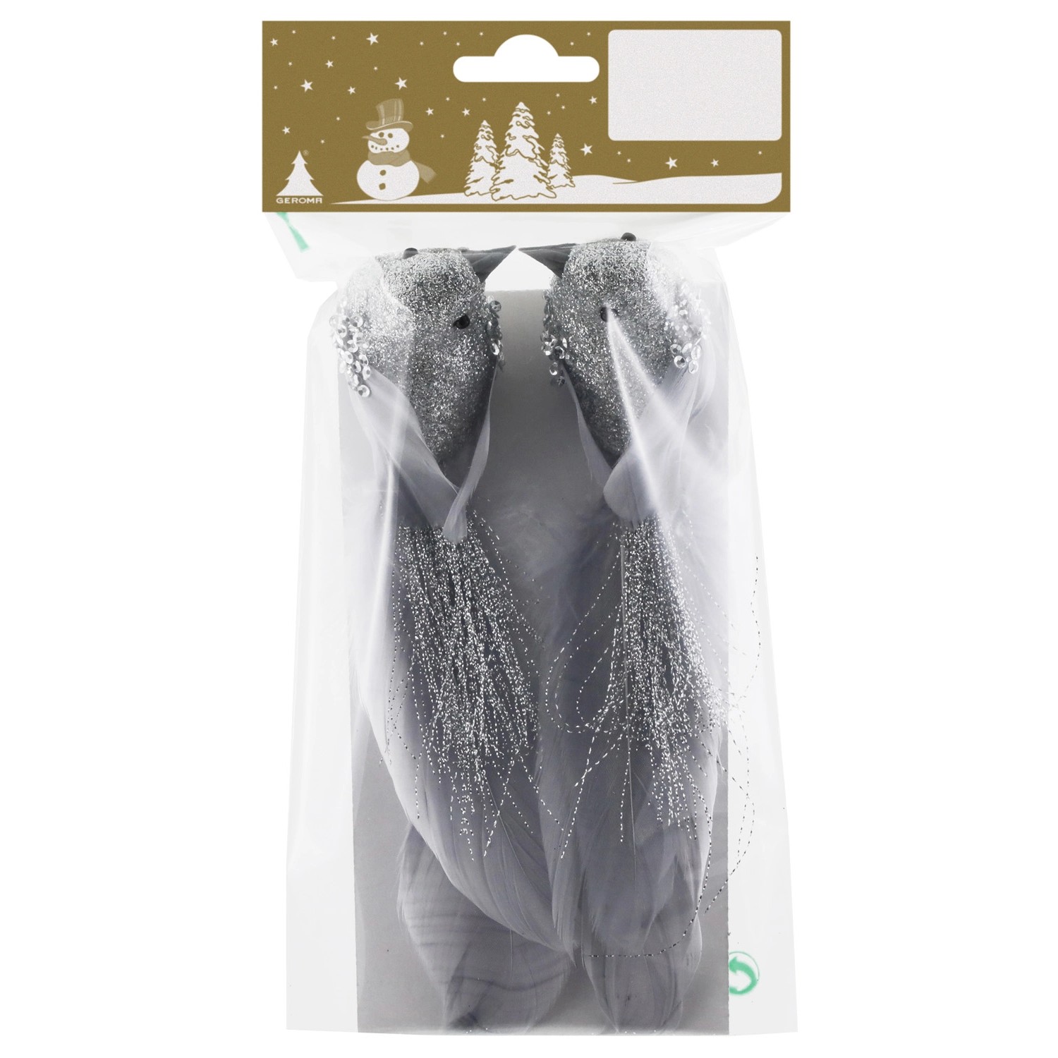 Vánoční dekorace sada ptáků s peřím, 19 x 4,5 cm, 2 ks