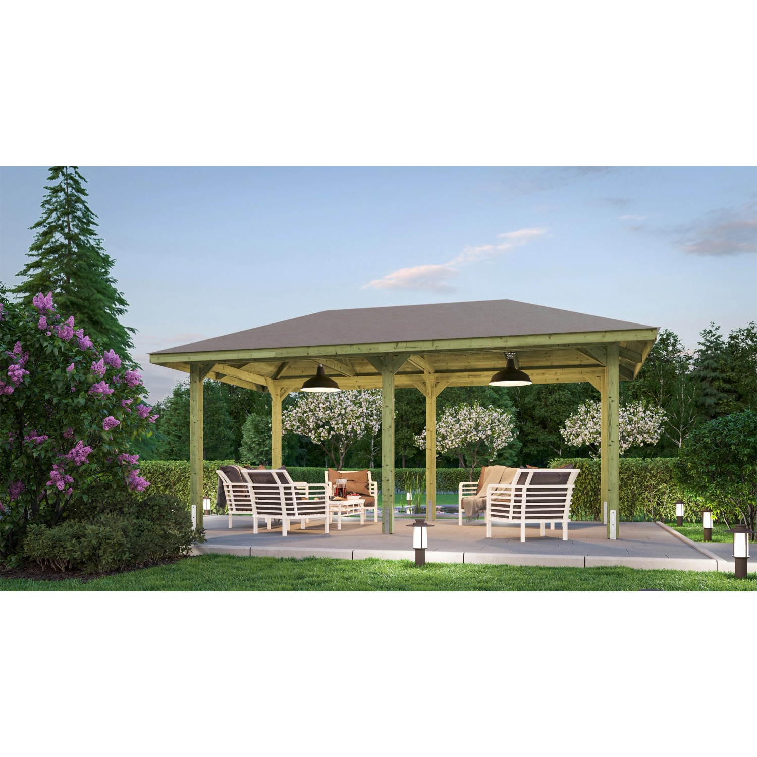 Weka Dřevěný zahradní altán 651 B vel. 1 bez šindelů, 584 x 333 x 291 cm