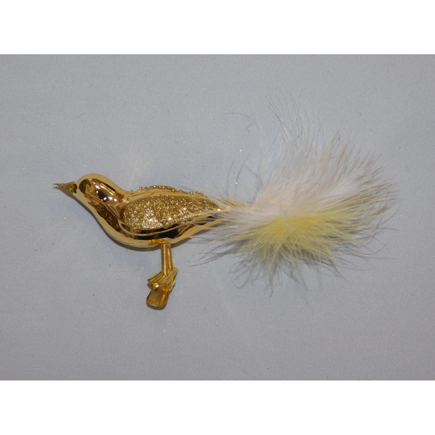 Ornex Vánoční ozdoba ptáček skleněný zlatý 120 mm